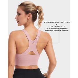 Atxnn Women's Sports Bra Adjustable Wide Shoulder Strap Yoga Bra Push Up Bustier Crossback Seamless Without Underwire with Removable Padded for Fitness Running Jogging, 5 Pieces
