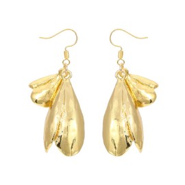 Flower Earrings for Women, Cute Flower Floral Petal Earrings for Girls, Gold Flower Bud Dangle Earrings Hypoallergenic, Golden Leaf Flower Drop Earrings, Bohemian Hawaiian Flower Earrings Studs