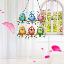 DIY Diamond Painting Window Pictures Double-Sided, 5D Diamond Painting Bird Decorative Window, Diamond Painting Spring Window Decoration Hanging, Spring Easter Crafts Diamond Painting for Balcony