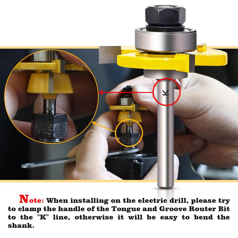 ASNOMY 2Pcs Tongue and Groove Router Bit Set, 1/4 Inch