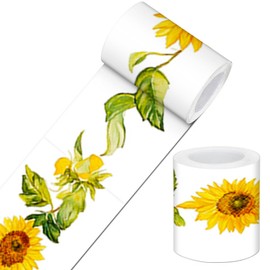 IVN Wallpaper Border Peel and Stick Decorative Wall Trim Self Adhesive Sunflower Vine Design Wallpaper for Bathroom Laundry Room Pool Area Mirror Frame Shelf Wall Edge 4x196 Inch