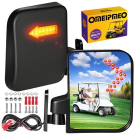 Golf Cart Mirrors, Golf Cart Side Mirrors with LED Turn Signal Light, Universal Rear View Mirror for Club Car EZGO YAMAHA, Left & Right Pair, Street Legal, Easy Bolt-On Installation, Enhanced Safety