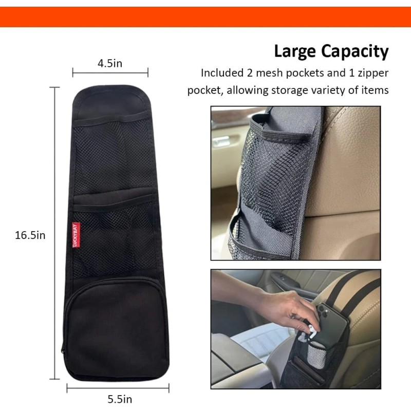 CCR Technology Black Front Seat Side Storage Hanging Mesh Pocket