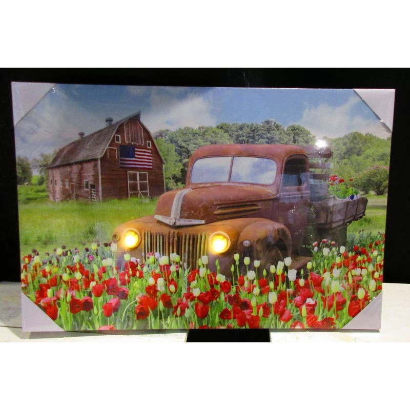 Ford Rusty Farm Truck Print Lighted LED Headlights Ford Truck