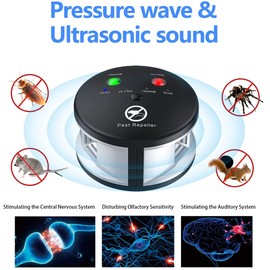 360° Ultrasonic Mouse Repellent, Plug in Rodents Repeler Indoor, Squirrels Repellent with High-Impact Ultrasonic and Pressure Waves for House Kitchen Garage Warehouse, Multiple Pest Deterrent Control