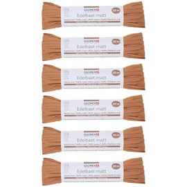 GLOREX 6 9400 512K Raffia Edelbast, 6 Bundles of 20 m Matte Raffia, Sand - for Crafts, Decoration or for Arrangements, Bouquets and Other Floristic Works