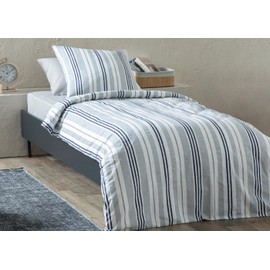 ENGLISH HOME Bed Linen 135 x 200 cm, 2-Piece Grey, 1 x Duvet Cover 135 x 200 cm with 1 x Pillowcase 80 x 80 cm, Bed Linen Set 135 x 200 cm with Zip, Modern Striped