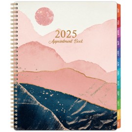 2025 Appointment Book - Appointment Planner from Jan. 2025 - Dec. 2025, 2025 Weekly Appointment Book with 30-Minute Increments, 9" x 11", Twin-Wire Binding + Colorful Tabs + Pocket