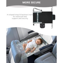 TinlyFinly Toddler Airplane Bed, Soft Airplane Seat Extender for Kids, Baby Flight Portable Bed with Fasten Hook and Insert, Airplane Travel Essentials Kids, Anti-Slip - Plain, Light Gray