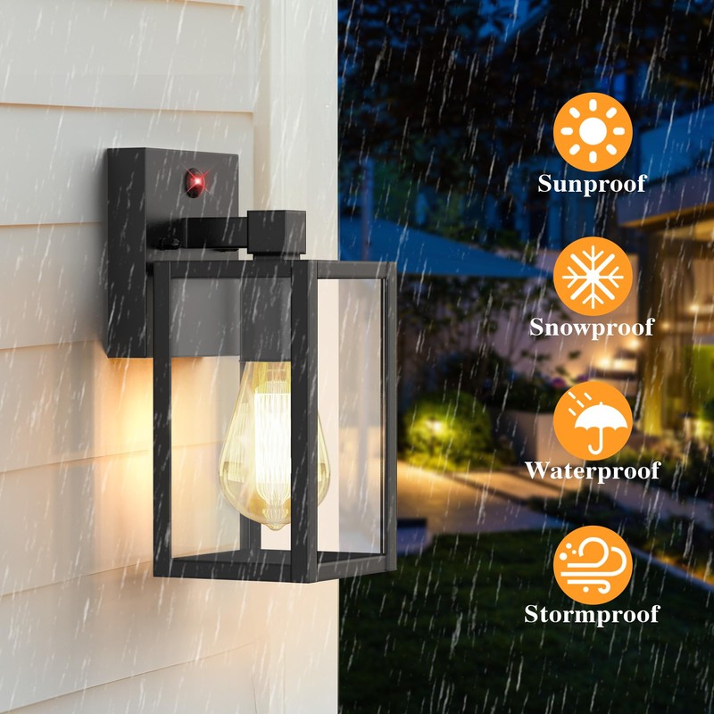 2Pack Motion Sensor Porch Light Outdoor, Exterior Lighting Fixture for