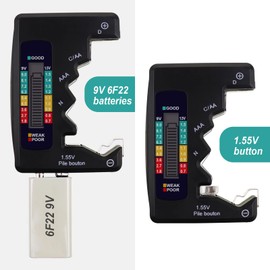Comprobador de batería C AA AAA D N 9 V 1.5 V pila de botón Pilas de barra transparente visualización LCD tamaño bolsillo