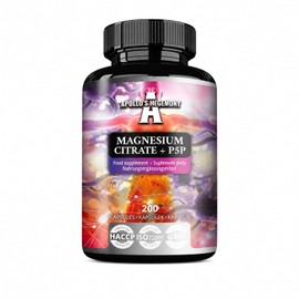 Magnesium Citrate 120mg + Vitamin B6 (P-5-P) 5mg, 200 Vegan Capsules, 6 Months Supply, Organic Form of Magnesium - Supplement for Nerve and Muscle Function - by Apollo's Hegemony