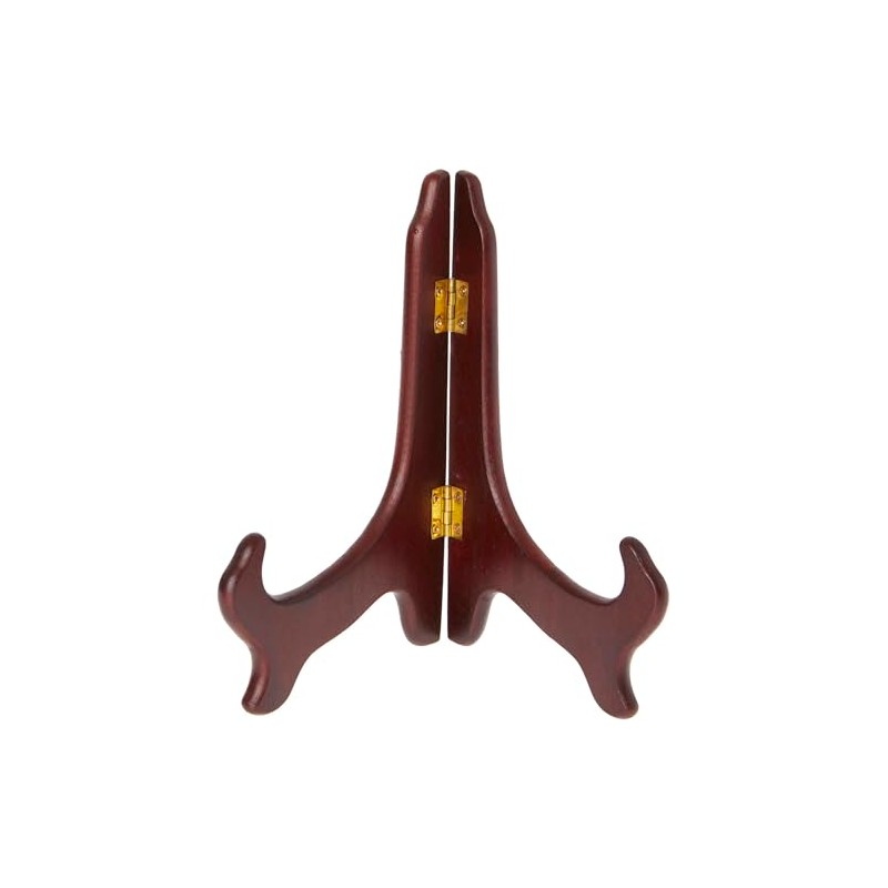 Bard's Hinged Dark Wood Plate Stand, 7" H x 6"