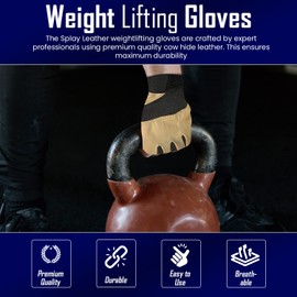 Splay Gold Gym Leather Weight Lifting Gloves | Fitness Workout with Wrist Wrap Straps | Bodybuilding Weight Lifting Breathable Powerlifting Wrist Support Training Exercise Gloves