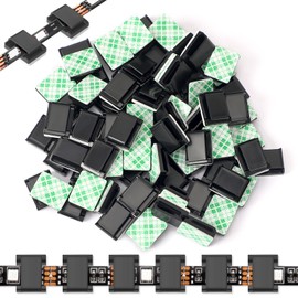 PETKNOWS 80 PCS Light Strip Mounting Clips Black Self Adhesive Led Light Fasteners Mounting Holder Cable Clamp Organizer for 10mm Light Strip (10 mm)
