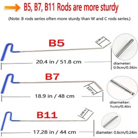 WHDZ Dent Removal Rods Tools Paintless Dent Repair Set with Air Wedge for Auto Body Hail Damage Remover (10 Pieces)