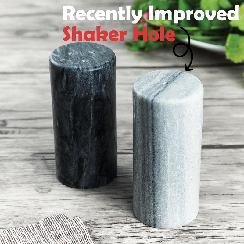 Fox Run White and Black Marble Salt and Pepper Shaker