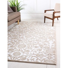 Unique Loom Rushmore Collection Traditional White Tone-on-Tone Snow White Area Rug (8' 0 x 11' 6)