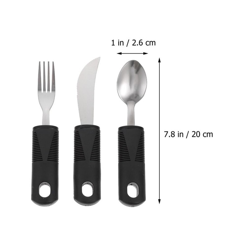 Healifty 6Pcs Elderly Adaptive Utensils Set Stainless Steel Anti-Shake Tableware
