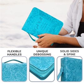 DEHITE Briefcase for Women – Leather Bible Carrying Bag Large Size – | Fits Book 7 x 10.1 x 1.9 IN | Pen Slots | Zippered Pocket | Premium Faux Leather – Green Bible Accessories Gifts