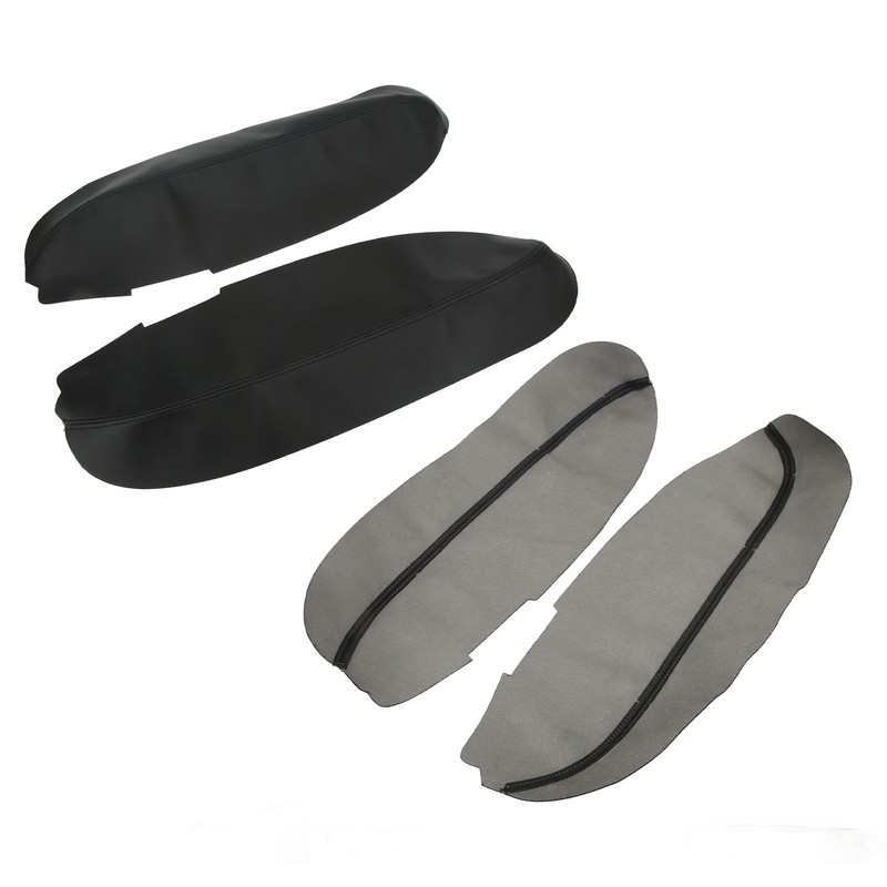 2pcs Front Door Panel Armrest Cover Black Artificial Leather Replacement