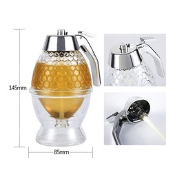 XIZHI Honey Dispenser,Syrup Dispenser, Acrylic Syrup Dispenser, Beautiful Honeycomb Honey Jar, Honey Jar With Stand 2 Pack