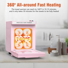 ORSUCCDE Hot Towel Warmer for Spa, 5L Small Towel Warmer for Esthetician, Mini Towel Warmer for Facial Salon Beauty, Professional Towel Heater Towel Warmer Cabinet(Pink)