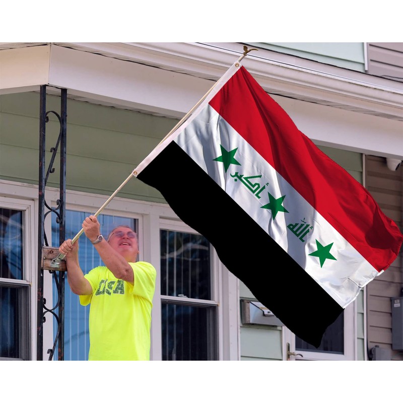 Double Sided Old Iraq Flag 3x5Ft Large, 100D Polyester For