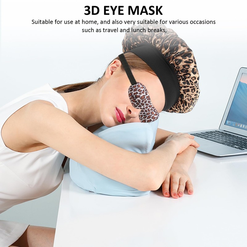 1 Sleeping Eye Mask, 1 Leopard Print Nightcap, Three-Dimensional Eye