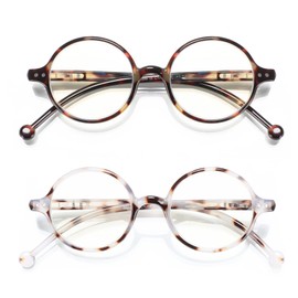 TISHUI Blue Light Blocking Reading Glasses for Women Men +2.00 Round Readers Unisex Circular Cheaters Lightweight Blue Ray Glasses