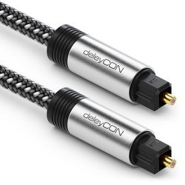 Deleycon Toslink Cable with Nylon and Metal Connectors Black