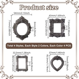 AHANDMAKER 32Pcs Vintage Resin Picture Frame, 8 Styles Antique Photo Frame DIY Tiny Frames Table Top Jewelry Display Frame for Craft Photography Home Wall Wedding Decor