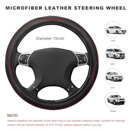 Funda para volante de coche, 15 pulgadas, antideslizante, de piel transpirable, protector de volante de automóvil, cubierta de volante suave envolvent