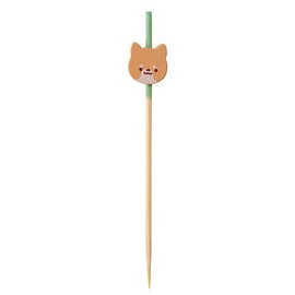 Restaurantware 3.5 Inch Cocktail Skewers, 100 Cat Design Cat Toothpicks - Pointed, Sturdy, Orange Bamboo Cat Cupcake Toppers, Disposable, For Fruits, Desserts, Or Sandwiches