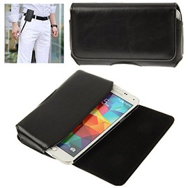 DFV mobile - Belt Cover Premium Executive Synthetic Leather Horizontal Design and Clip Metal for bq Aquaris 5 HD - Black