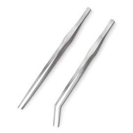 VORESTIC 2 Pcs 15 Inch Tweezers, Heavy Duty Reptile Feeding Tongs, Aquarium Tongs, Reptile Tweezers Feeding, Reptile Tongs, Straight and Curved Long Tweezers for Aquarium and Terrarium