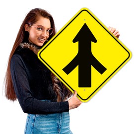 Sigo Signs, Intersection Merging Graphic Sign, 18x18 Inches, Rust Free .063 Aluminum, Fade Resistant, Made in USA