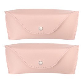 HARFINGTON 2pcs Eyeglass Case 7.1" x 3" PU Leather Glasses Case Anti Scratch Glasses Case Hard Shell Eyeglasses Protector Cases Portable Sunglass Case for Women Men, Pink