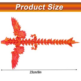 3D Printed Dragon, Dragon Toys, Winged Dragon Inside Fun Collectible Toy Gift 3D Printed Fantasy Dragon Ideal for Christmas Easter Birthdays and Holiday Decorations (Orange Red, Large)