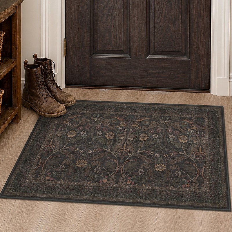 Dark Brown 2x3 Washable Entry Rug, Throw Small Rugs for