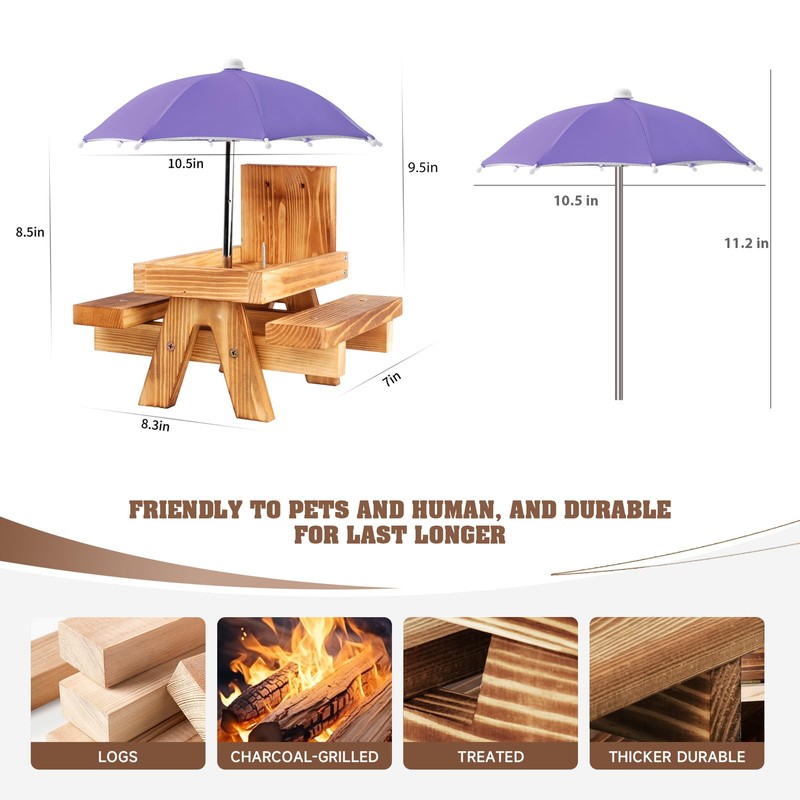 Gnodary Squirrel Feeder with Umbrella, Squirrel Feeders for Outside, Squirrel