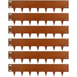 Corten Steel Landscape Edging 40 Inch Strips, 10-Inch Depth Metal Landscape Edging, 6-Pack Metal Garden Edging with Gloves, Bendable Rust Edging for Landscaping