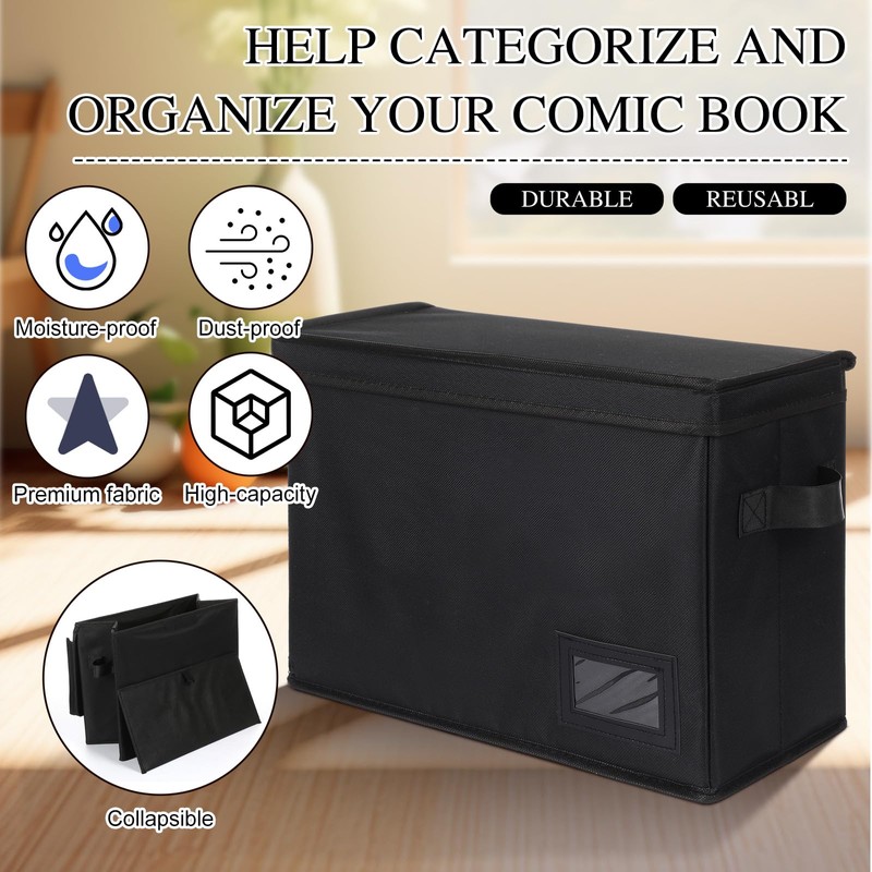 Lincia 4 Pack Comic Book Storage Boxes with 20 Book