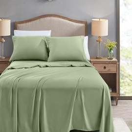 FreshCulture Full Flat Sheets Only, Pack of 6, Soft Microfiber Bedding Sheets for Home, Salons, Hotels, Bulk Flat Sheets Only Full Size (Sage Green)