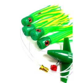 Lobo Lures #245 6" Tuna Tangler Soft Head Daisy Chain Mahi-Mahi, Sailfish, Tuna Trolling Lure (Green & Yellow)