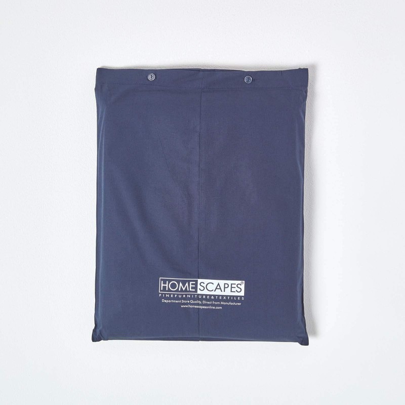 HOMESCAPES Navy Blue Deep Fitted Sheet (12”) King 200 TC