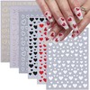 Sutaozhi 6 Sheets Valentine's Day Nail Stickers 3D Heart Nail