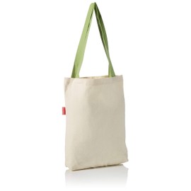 Le Jardin du Lin Printed Shopping Bag with Green Long Handles, Reusable Bag, Foldable, Fabric Bag, Size: 34 x 40 cm