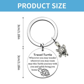 Travel Turtle Keyring,Travel Gifts,Travel Turtle,Good Luck Charm For Women Men,Cute Turtle Keychain Keyring,Key Rings Gift For Sister Best Friends Forever Colleague Graduation Birthday