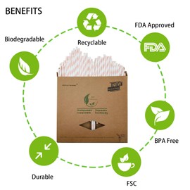 Pink Striped Paper Straws, Cute Pink Drinking Straws Biodegradable Party Paper Straws for Cocktail, Wedding and Birthday (100 Pack)